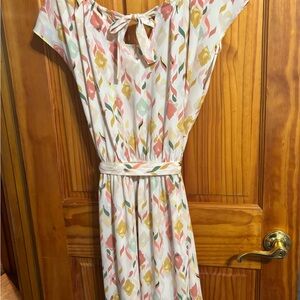 LC Lauren Conrad White and Pink Scoop Neck Sundress